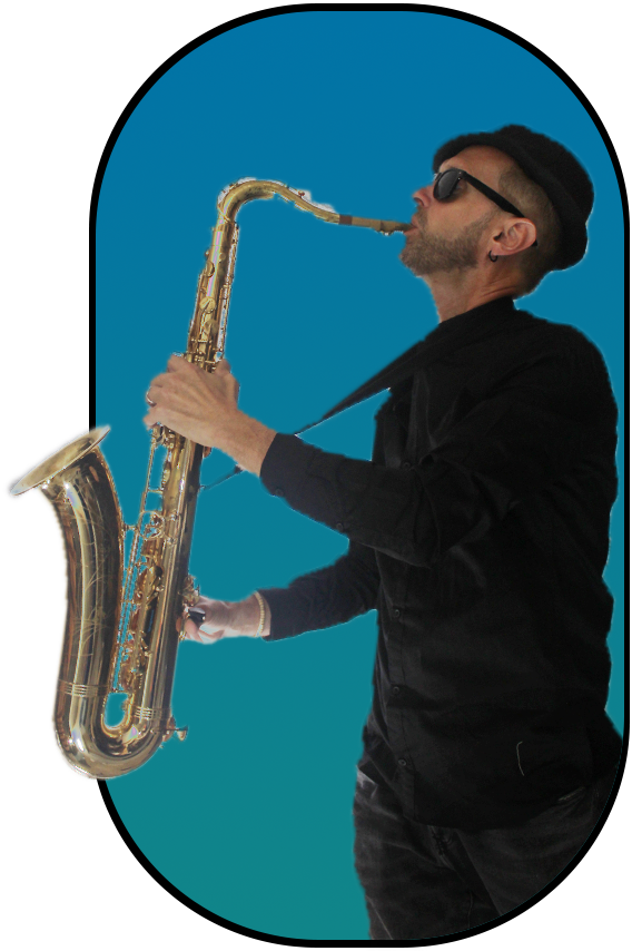 Tim playing the saxophone